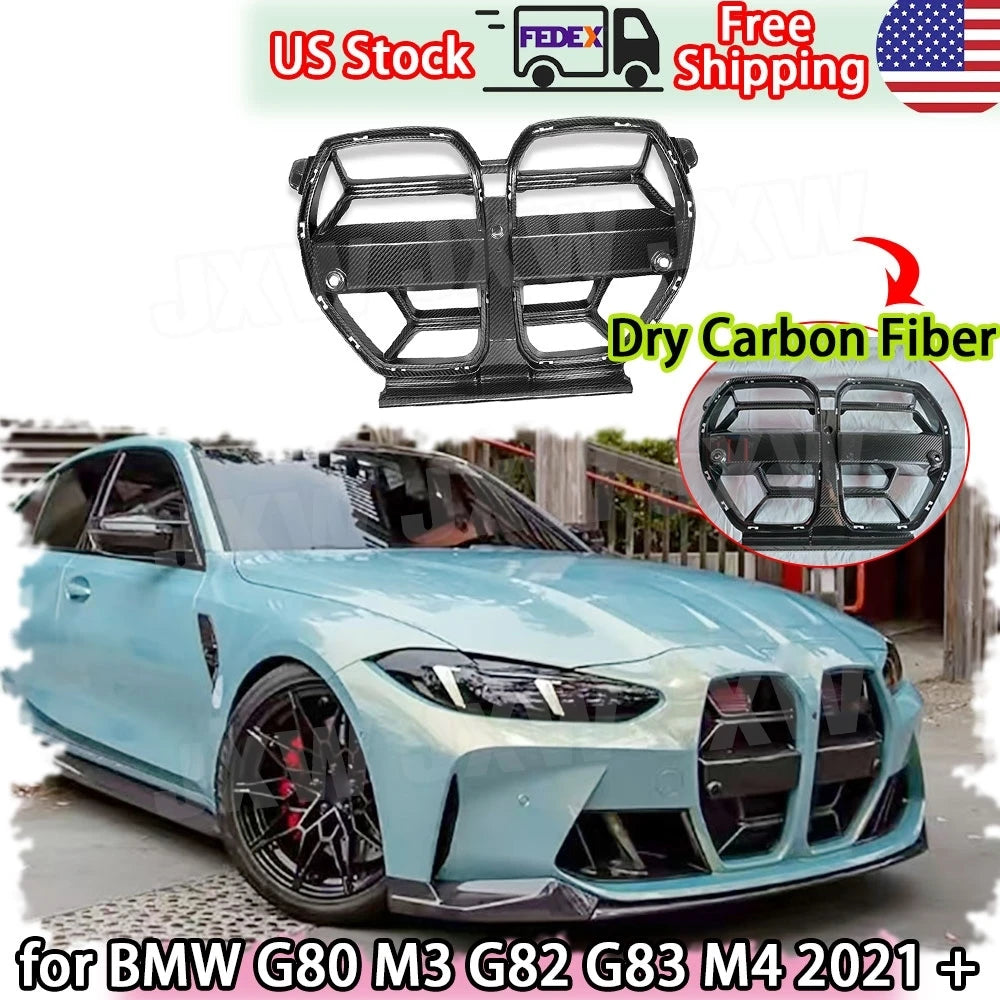 Dry Carbon Fiber Car Front Bumper Kidney Grille Dual Slat Grille Body Kits for BMW G80 M3 G82 G83 M4 2021 + Cars Accessories